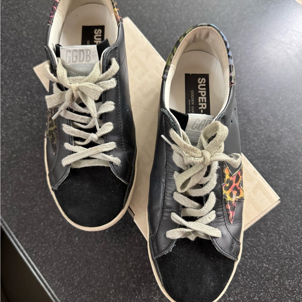 Golden Goose Black Sneakers with Multicolor Accents